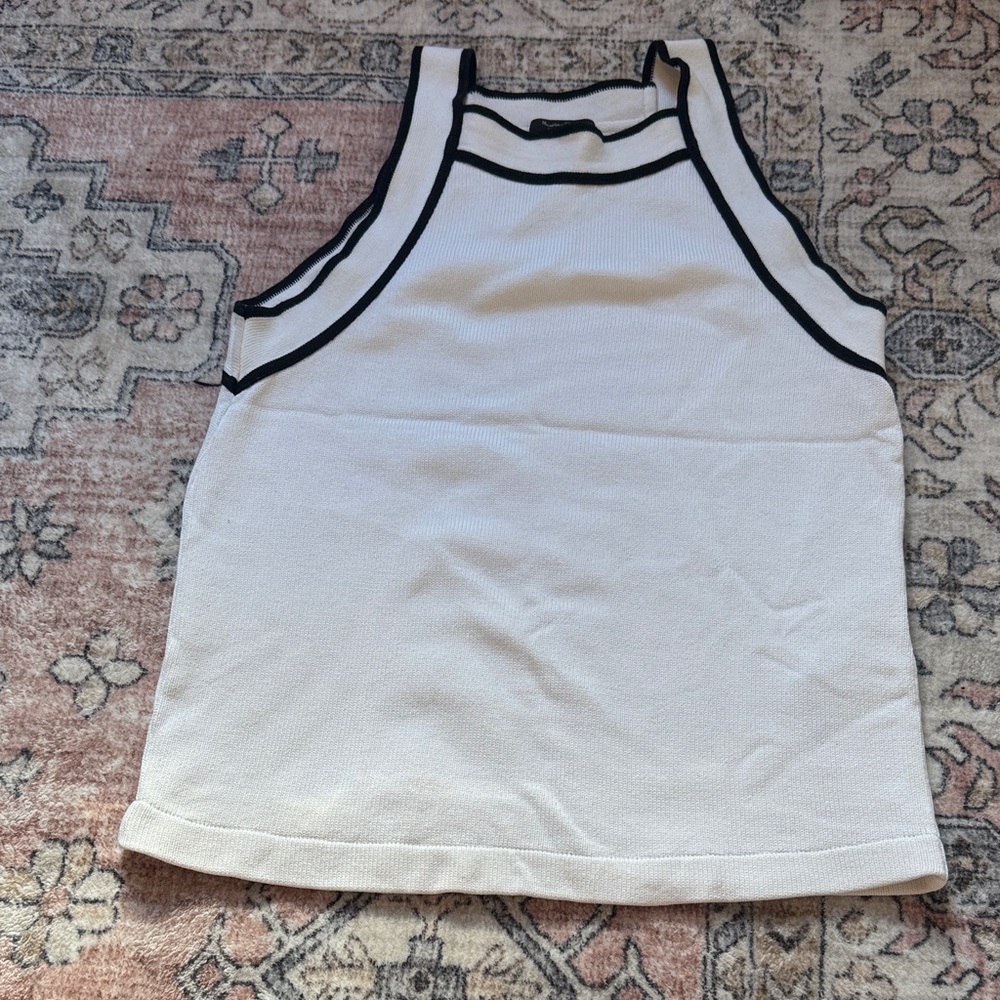 Massimo Dutti White Tank Top with Black Trim